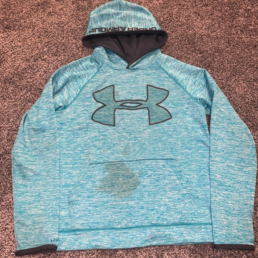 girls blue & white under armour youth large
